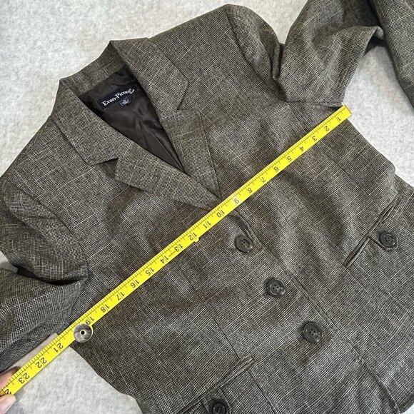 VTG EVAN PICONE Blazer Womens 14 Glen Plaid Lined Classic Career Jacket - Picture 6 of 10